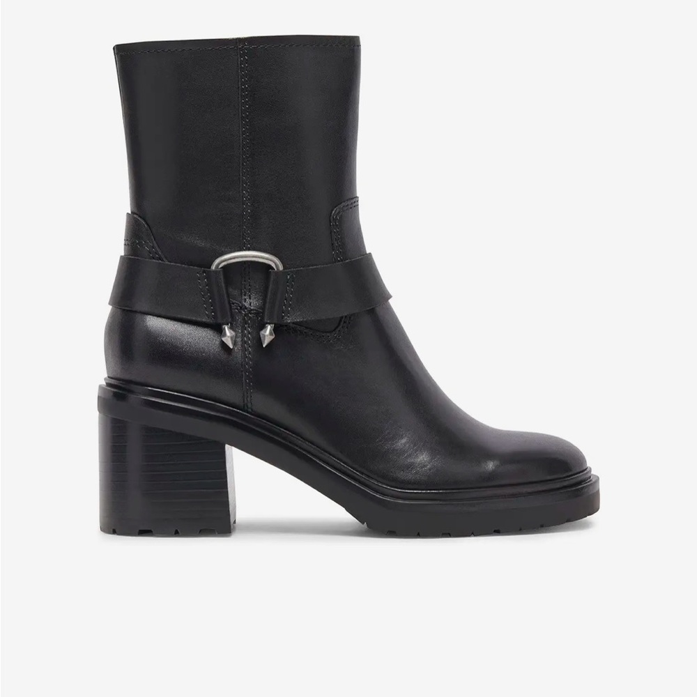 Indie Sleaze Dolce Vita Camros Black Leather Heel Ankle Moto Boot NIB Various